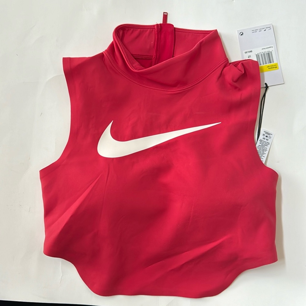 Nike Pink Red Sleeveless Crop Top with White Swoosh